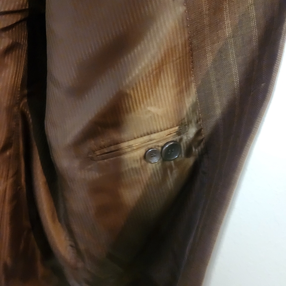 Loriano Collection Super 100's Cloth Brown Pinstripe Blazer 40R - Picture 10 of 10